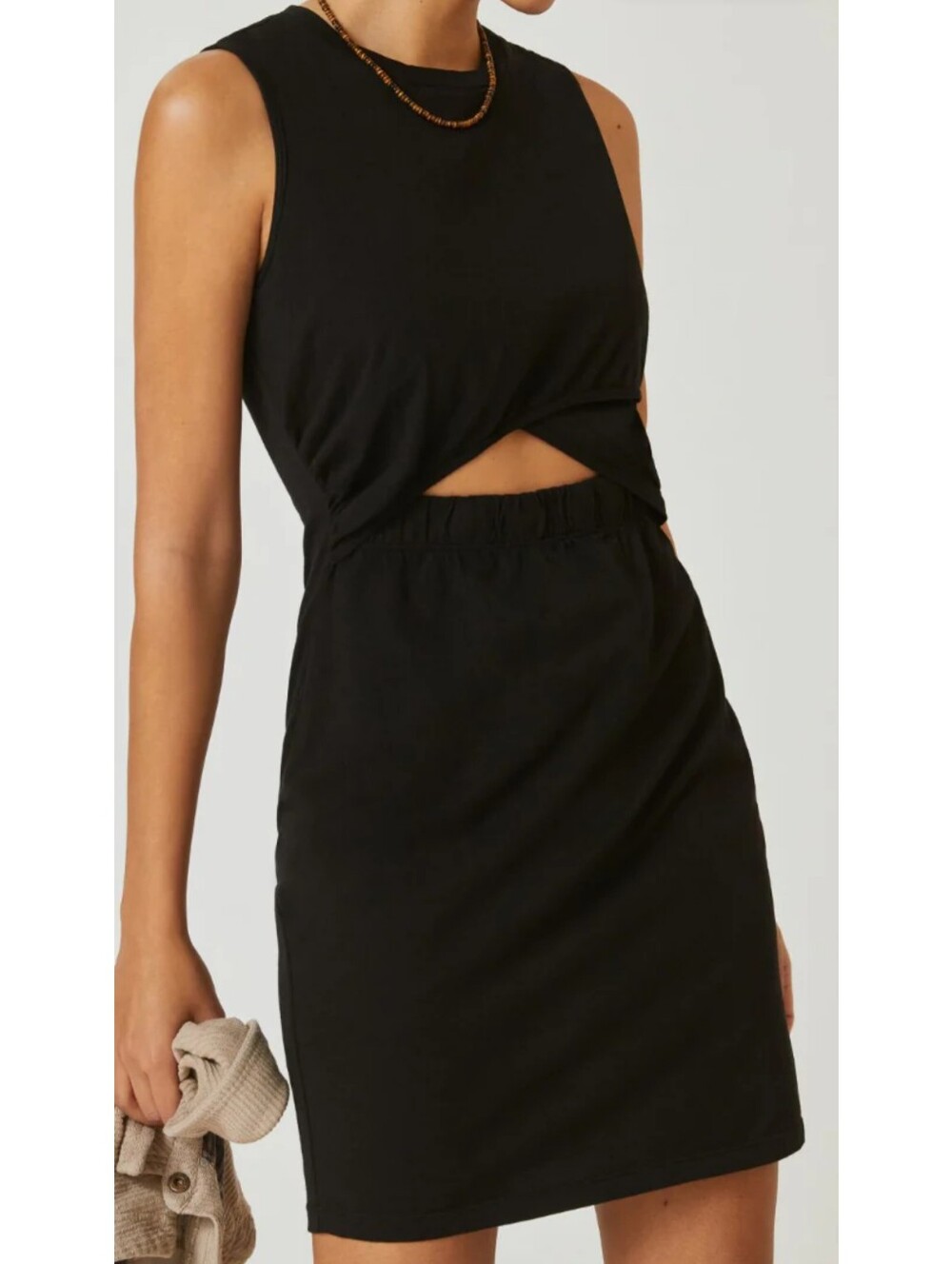 T.la Anthropologie medium jersey dress cut out sleeveless black crew minimalist